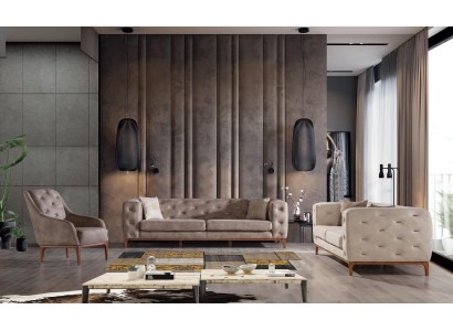 Chesterfield dizaina dīvāns Mūsdienīgs dīvāns Modern Sofagarnitura 3+3+1 komplekts