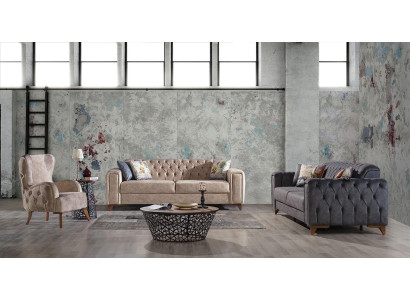Chesterfield mīkstie dīvāni Sofa komplekts Polster Mēbeles komplekts 3+3+1 Dīvāni Sēdvietu grupa