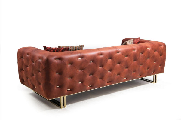 Chesterfield tekstila auduma dīvāns Izsmalcināts dizains Klasiskā mēbele brūns 3-vietīgs.