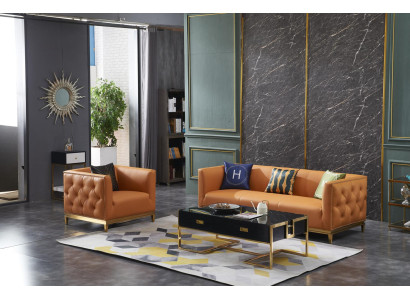 Klasiskā sofa dīvāns Pārvalde 3+1 vieta Dīvāns ādas sēdvieta garnitūra