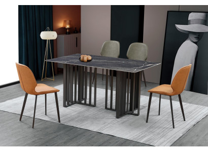 Luksusa ēdamgalds no nerūsējošā tērauda ar marmora imitāciju akmeņa galda telpai 180x90cm.