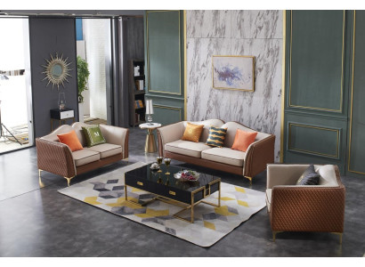 Sofas komplekts 3+1 vienam sēdētājam Klasiskais mājīgais dīvāns Dzīvojamajā telpā noputuši dīvāni Apģērbti.