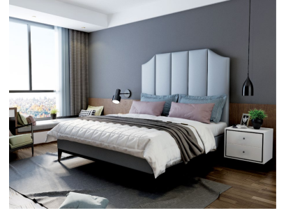 Gulta Pamatne dizains Luksusa divvietīga viesu nama gulta guļamistabā ādas 180x200cm.