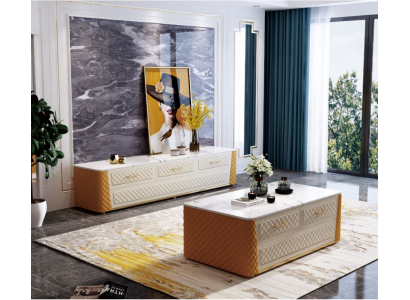 Sideboard TV Lowboard RTV XL kumode, marmora imitācija, 2 gabali
