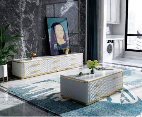 Tērauda Sideboard Ādas Mazogs Marmora imitācija Akmens galdi 200x40cm