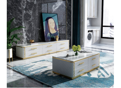 Tērauda Sideboard Ādas Mazogs Marmora imitācija Akmens galdi 200x40cm