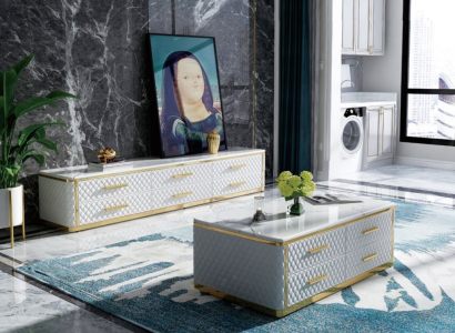 Tērauda Sideboard Ādas Mazogs Marmora imitācija Akmens galdi 200x40cm