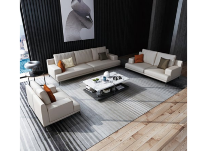 Moderns baltās ādas komplekts 3+2 sēdvietu dzīvojamā istaba ekskluzīvā ass 2 gabalos.