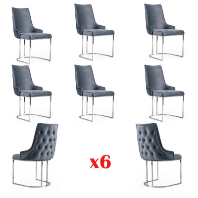 Ēdamistabas krēsli Chesterfield mūsdienīgs krēsla komplekts 6 gabalos - jauns.