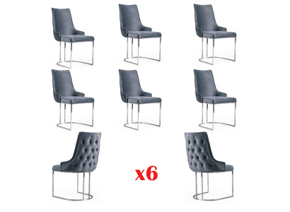 Ēdamistabas krēsli Chesterfield mūsdienīgs krēsla komplekts 6 gabalos - jauns.