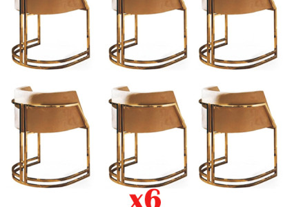 Virtuve krēsli Elegantās ēdamistabas auduma komplekts 6 krēslu dizains Metāla tekstils