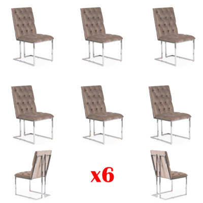 Dizains 6x krēsli komplekts krēsu komplekts ēdamistabai polsterēta sēdeklis