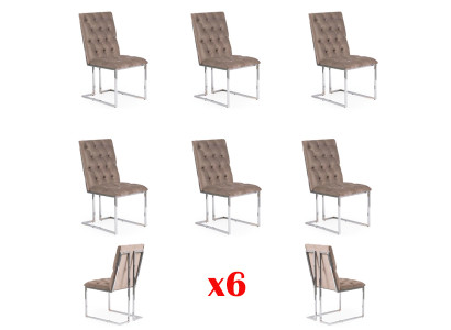 Dizains 6x krēsli komplekts krēsu komplekts ēdamistabai polsterēta sēdeklis