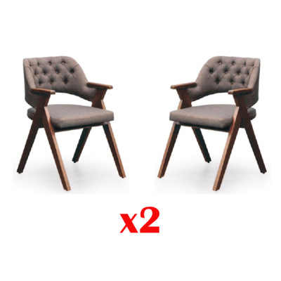 Dizaina krēsla polsteris komplekts 2x koka restorānā ēdamistabai Chesterfield.