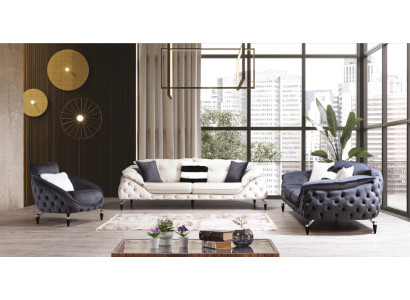 Gulta Chesterfield ar koka tekstila dīvānu komplektu 331 sēdvietām.