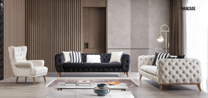 Sofas dizains Divvana sofa 3+3+1 sēdvietas Chesterfield krēsls Mēbeles