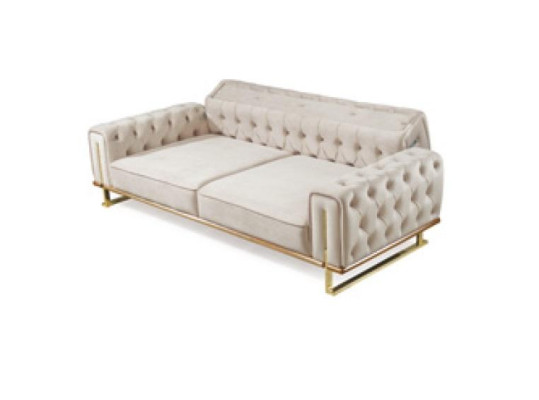 Dīvāns Beige 3-vietīgs viesistabas luksusa dizains Chesterfield Itālijas.
