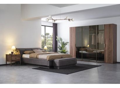 Guļamistabas komplekts Mēbeles Gulta 2x Nakts skapis Skapis Mēbeles Komplekts 4 gab.