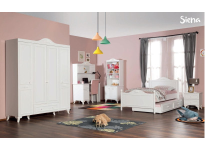 Country house children's room set White Bedside table Desk Shelf Cabinet 5pcs.   Zemeļu bērnu istaba komplekts baltā krāsā Gultasgalda Naktsskapja Darba galda Plaukta Skapja 5 gab.