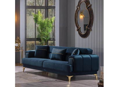 Zils trīsvietīgs dīvāns birojmēbeles polster couch luxus mēbeles tekstila dīvāni