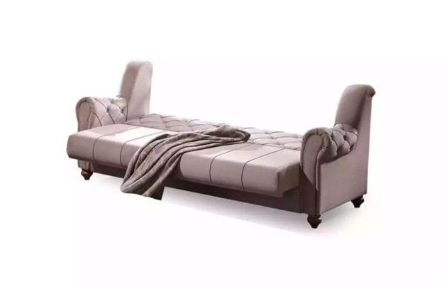 Klasisks dzīvojamais istabas komplekts 3+1 dīvāns krēsls gulta polsterēts Jaunā beige krāsā