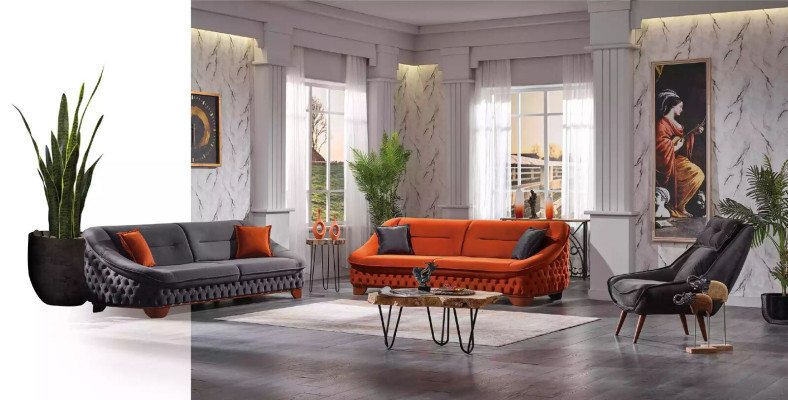 Sofas komplekts 3+3+1 sējama vieta Luxus Modern Iestatījums dizains dīvāni Polster Chesterfield