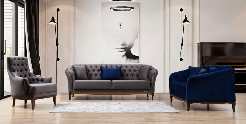 Sofas komplekts 3+2+1 sēdvietu dīvāns krēsls komplekti polsteris audums tekstils jauns