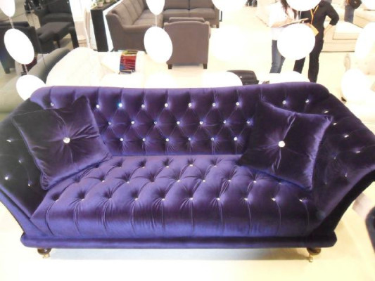 Chesterfield 3 divvietīgie eleganti dīvāni Tekstils dīvāns luksusa zilā dīvāna modelis