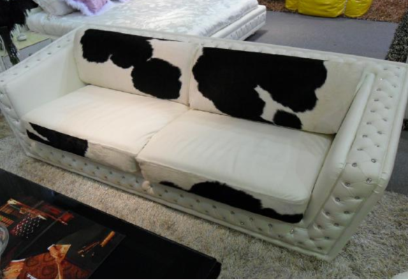 Luksusa dīvāns Chesterfield trīsvietīgs īsta āda dīvāns Balts Moderns