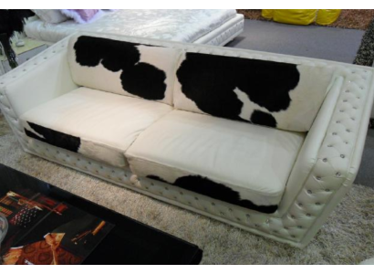 Luksusa dīvāns Chesterfield trīsvietīgs īsta āda dīvāns Balts Moderns