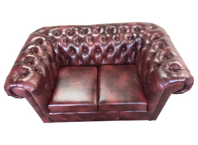 Dīvāns Chesterfield 2 vietām ādas mīkstā kreslā Sofa Brūni Moderni
