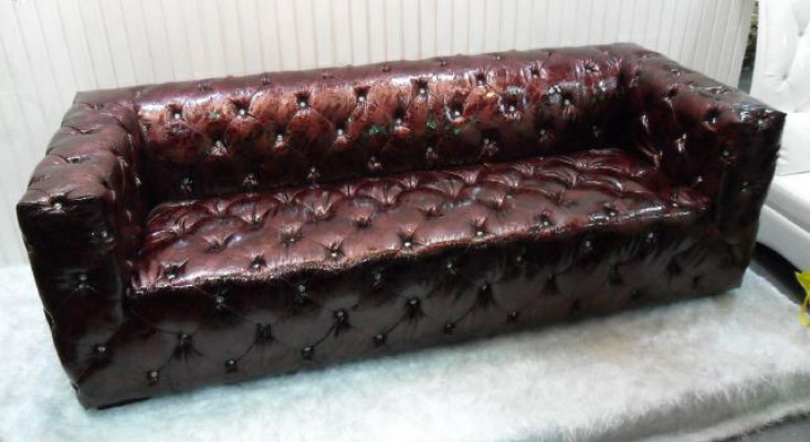 Dīvāns Chesterfield 3 vietas luksusa dīvāns brūns dīvāns ādas dīvāns 250 cm