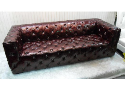 Dīvāns Chesterfield 3 vietas luksusa dīvāns brūns dīvāns ādas dīvāns 250 cm