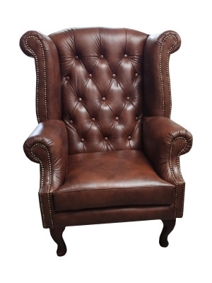 Chesterfield Ikstena krēsls āda Krēsls viensēdējs Loung brūns Moderns