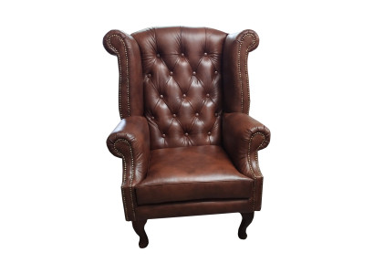 Chesterfield Ikstena krēsls āda Krēsls viensēdējs Loung brūns Moderns