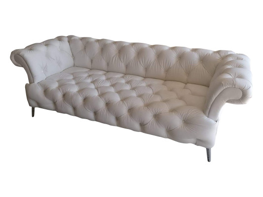 Chesterfield dīvāns 3 vietīgs luksusa mākslīgais ādas dīvāns baltā krāsā ādas dīvāns