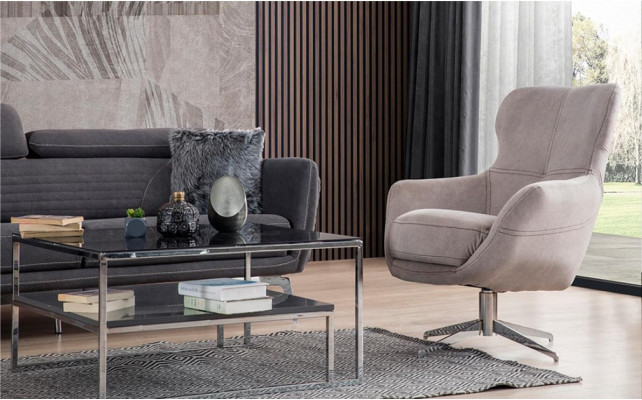 Pagriežams krēsls Atslābinošais kluba dīvāns Vienvietīgs dīvāns Sofas Mēbeles Bežā krāsā