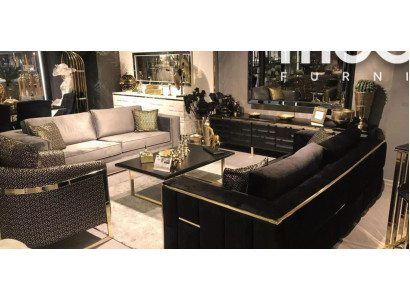 Sofa komplekts 3+3 vietu dīvānam krēslam, mīkstajam dīvānam un luksusa auduma klājumam