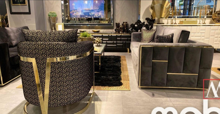 Sofa komplekts 3+3 vietu dīvānam krēslam, mīkstajam dīvānam un luksusa auduma klājumam