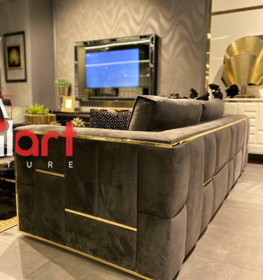 Sofa komplekts 3+3 vietu dīvānam krēslam, mīkstajam dīvānam un luksusa auduma klājumam
