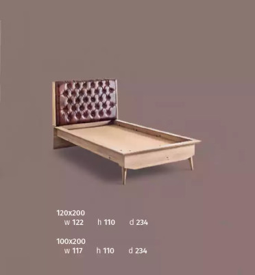 Gulta Loft koka Chesterfield 100x200cm gultas karkass Ar polsterētu galvdaļu