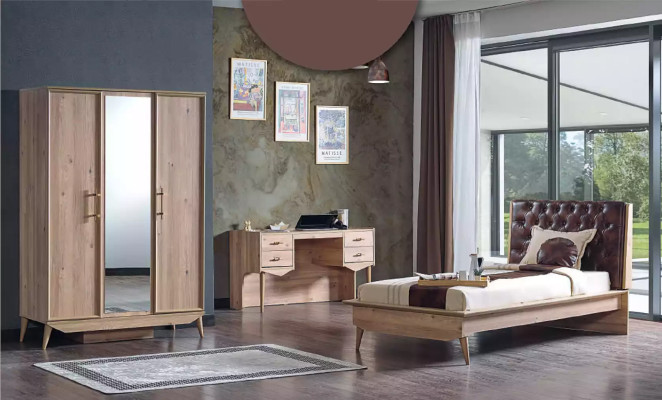 Gulta Loft koka Chesterfield 100x200cm gultas karkass Ar polsterētu galvdaļu