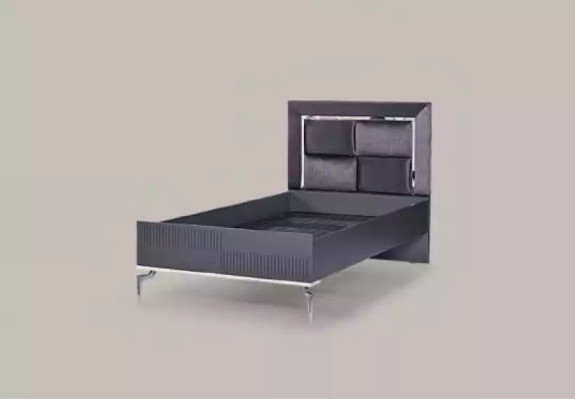 Gulta Loft koka melnā dizaina 120x200cm gultas karkass Polsterēts