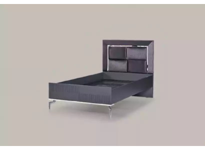 Gulta Loft koka melnā dizaina 120x200cm gultas karkass Polsterēts
