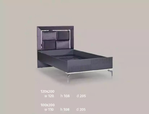 Gulta Loft koka melnā dizaina 120x200cm gultas karkass Polsterēts