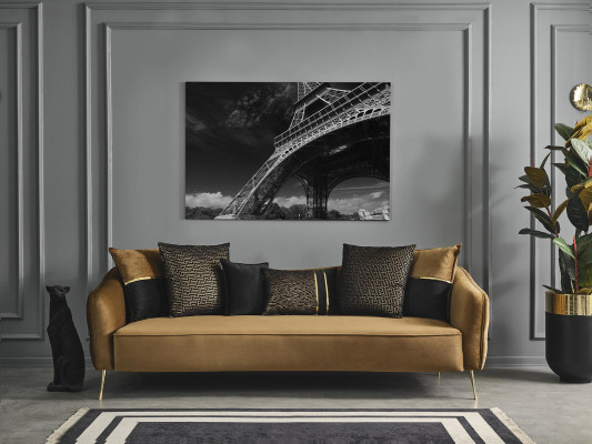 Mūsdienīgs Chesterfield dīvāns 4-vietīgs dīvāns Auduma Poliesters Dzeltena Jauns