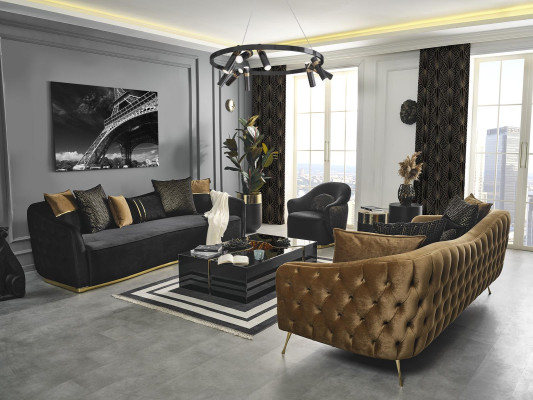 Mūsdienīgs Chesterfield dīvāns 4-vietīgs dīvāns Auduma Poliesters Dzeltena Jauns