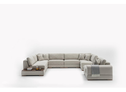 Stūrainā sofa ar U formu, dzīvojamā istaba, luksusa dīvāns dizains, dīvāns, dzīvojamā zona.