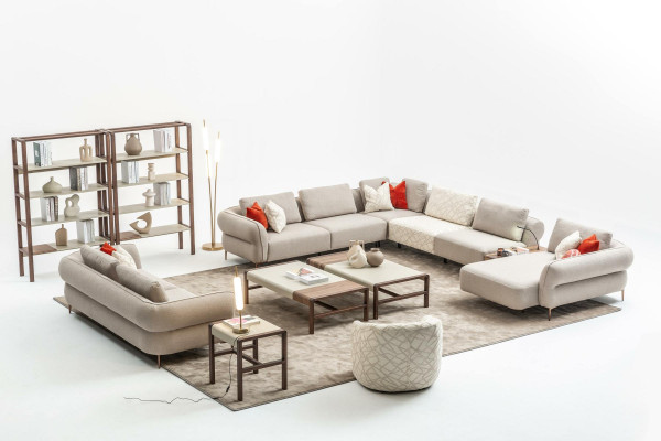 Sofas komplekts 2+1 sēdvietu Ā-veida dīvāns dzīvojamā istabā Komplektā Luxus dīvāni