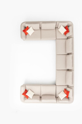 Ganu U-forma Lux dzīvojamo istabu stūra dīvāns Beige polsterdīvāns Moderns dizains Stils
